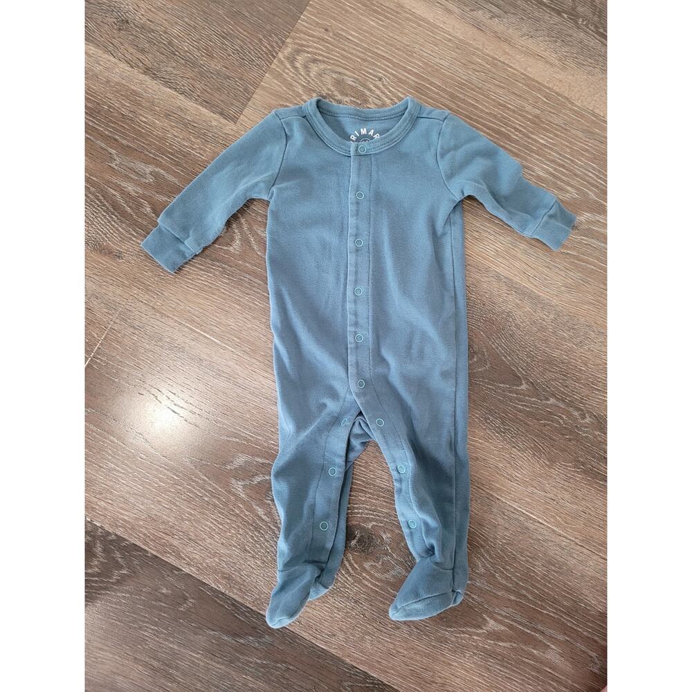 Primary Baby Button Up Sleeper Pajamas Pjs Blue size 0-3 months #3